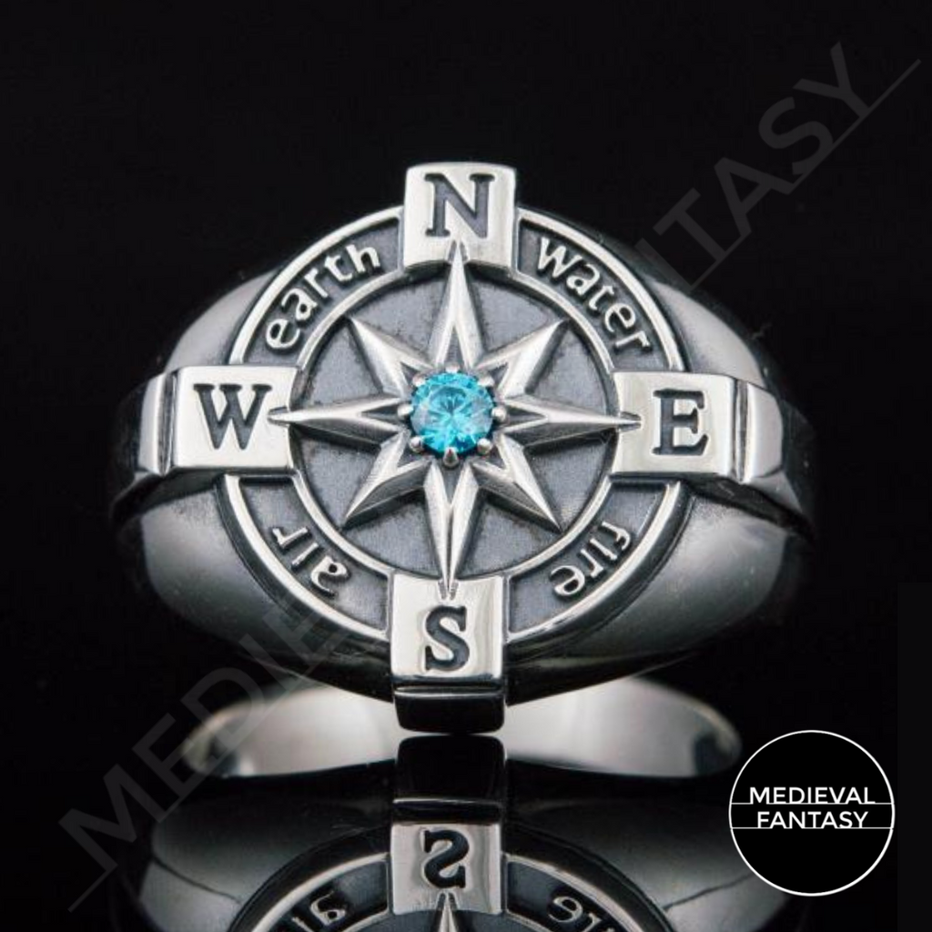Bague Argent Avec Turquoise - Motif Portail Gothique - Taille 57/59