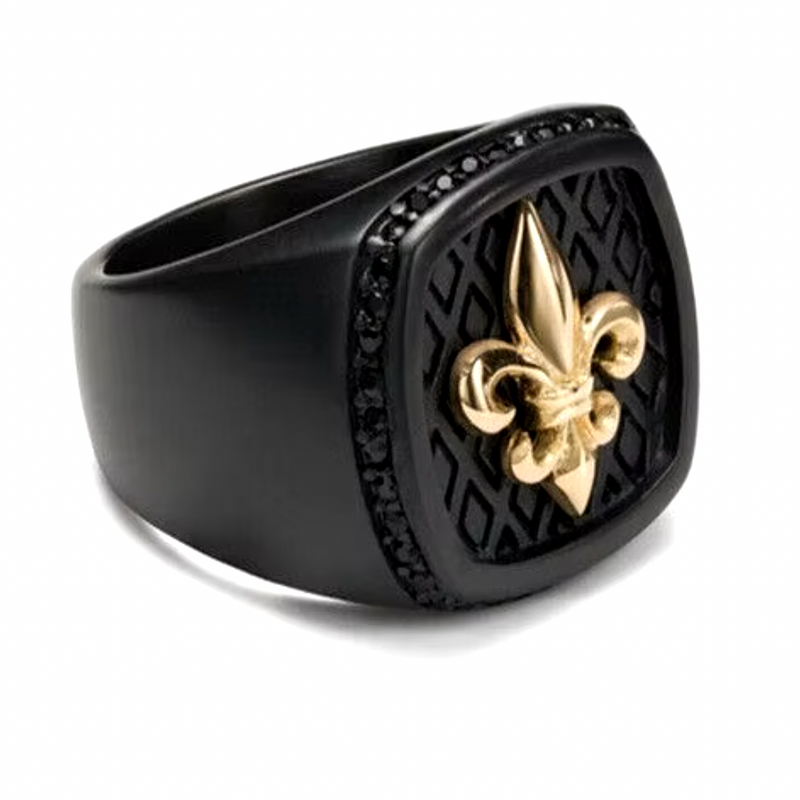 BAGUE FLEUR DE LYS CARRÉ FAIT MAIN