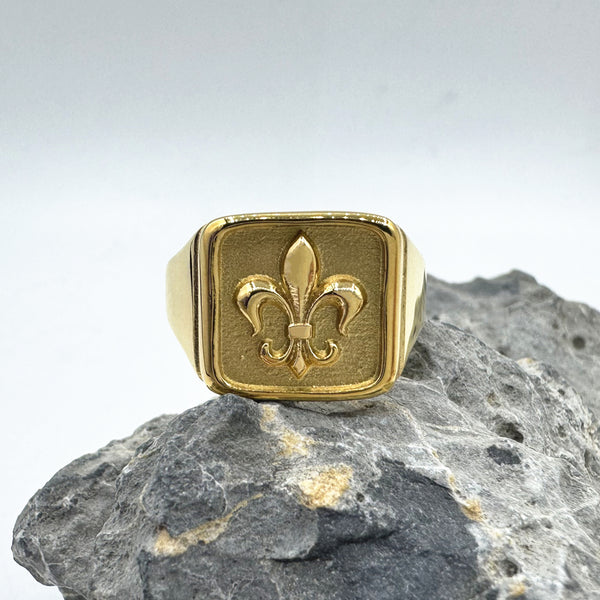 Bague Armoriée Argent - Fleur De Lys Et Coquille St Jacques - Taille 48 - Chevalière Vintage