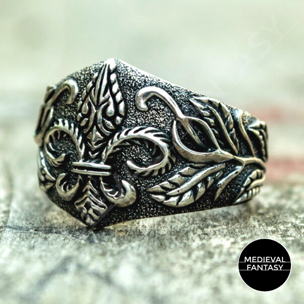 BAGUE FLEUR DE LYS FAIT MAIN - ARGENT MASSIF