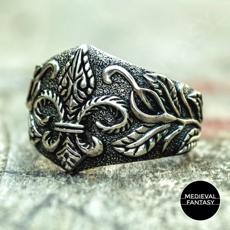 Bague Fleur de Lys Argent Massif Medieval Fantasy