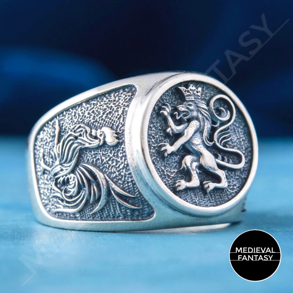 Chevalière lion argent massif - D'Or et d'Argent Chevalière lion argent massif - D'Or et d'Argent