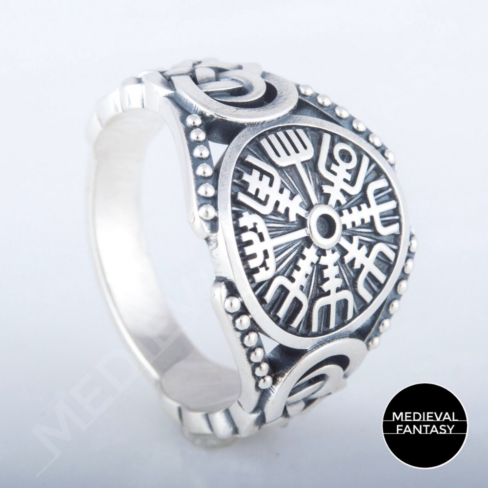 Bague Vegvisir Argent Massif Medieval Fantasy