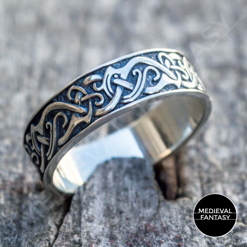 Bague Celtique Argent Massif Medieval Fantasy - Main Image
