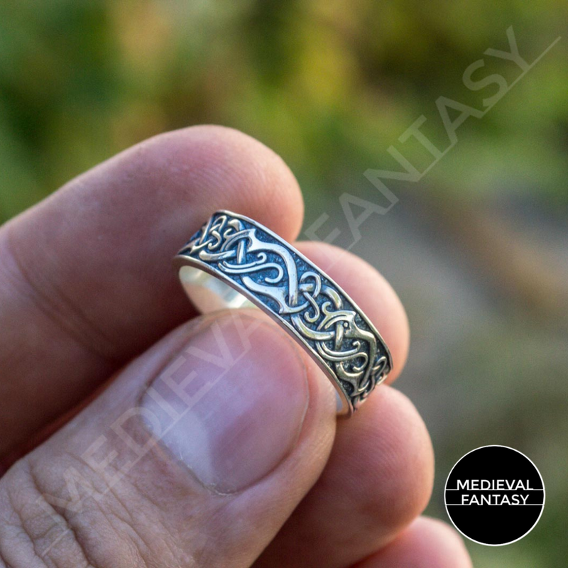 Bague Celtique Argent Massif Medieval Fantasy - Main Image