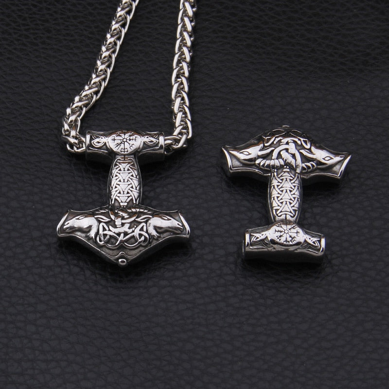 COLLIER VIKING <br> MARTEAU DE THOR EN ACIER INOXYDABLE - Medieval Fantasy