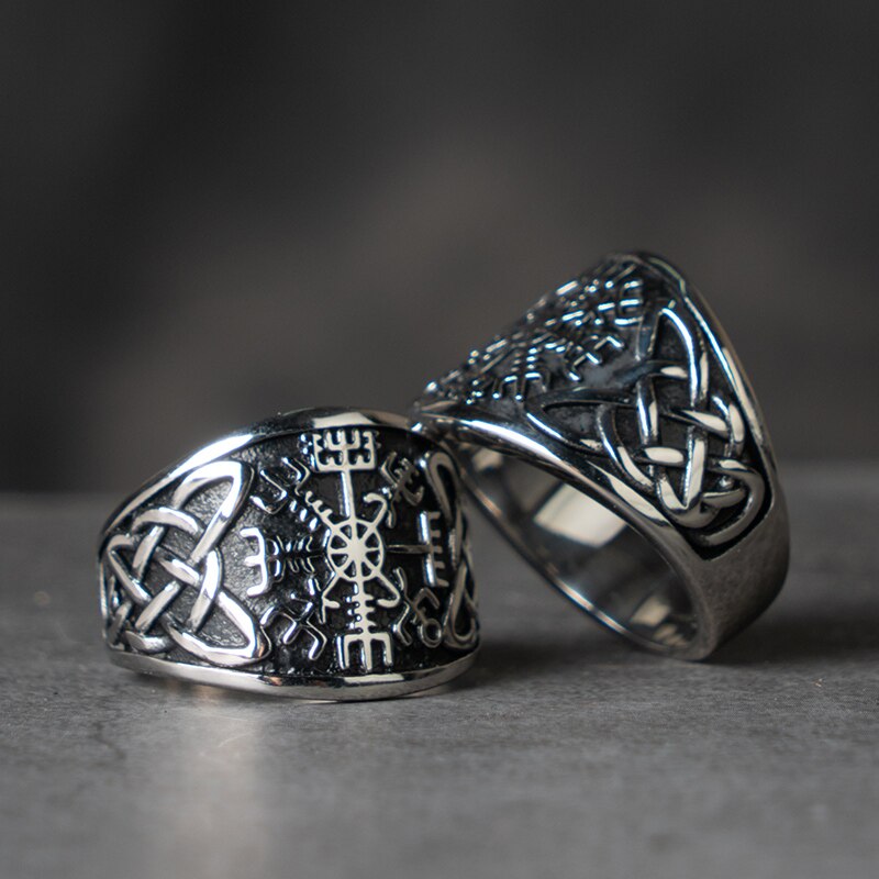 Bague Boussole Pour Homme En Acier Inoxydable - Style Rétro Et Mystérieux - 7