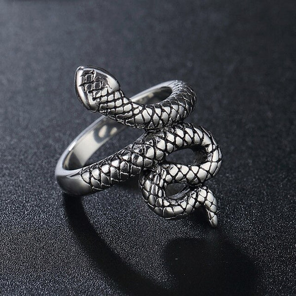 Bague Chevalière Viking Acier Inoxydable - Motif Serpent - Homme/Femme - Neuf Avec étiquettes